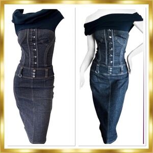 D&G Corset Denim Jean MIDI Dress (24-XS)